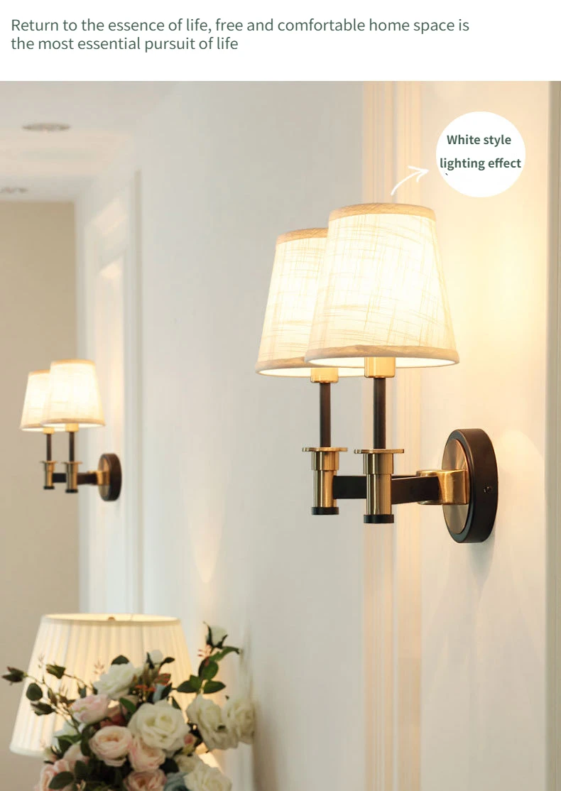 New American Style Rural Wall Lamp Bedroom Bedside Lighting Mirror Front Lamp Simple Living Room Hallway Single Head Wall Light