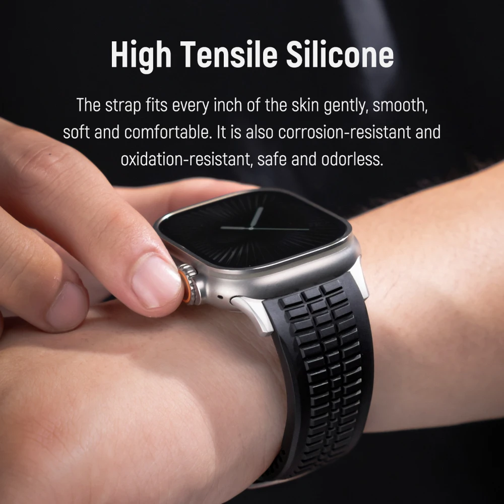 Silicone TPU Strap for Apple Watch Band Ultra 4 3 49mm 46mm 45mm 44mm Titanium Color Bracelet for IWatch Series 12 11 10 9 8 SE