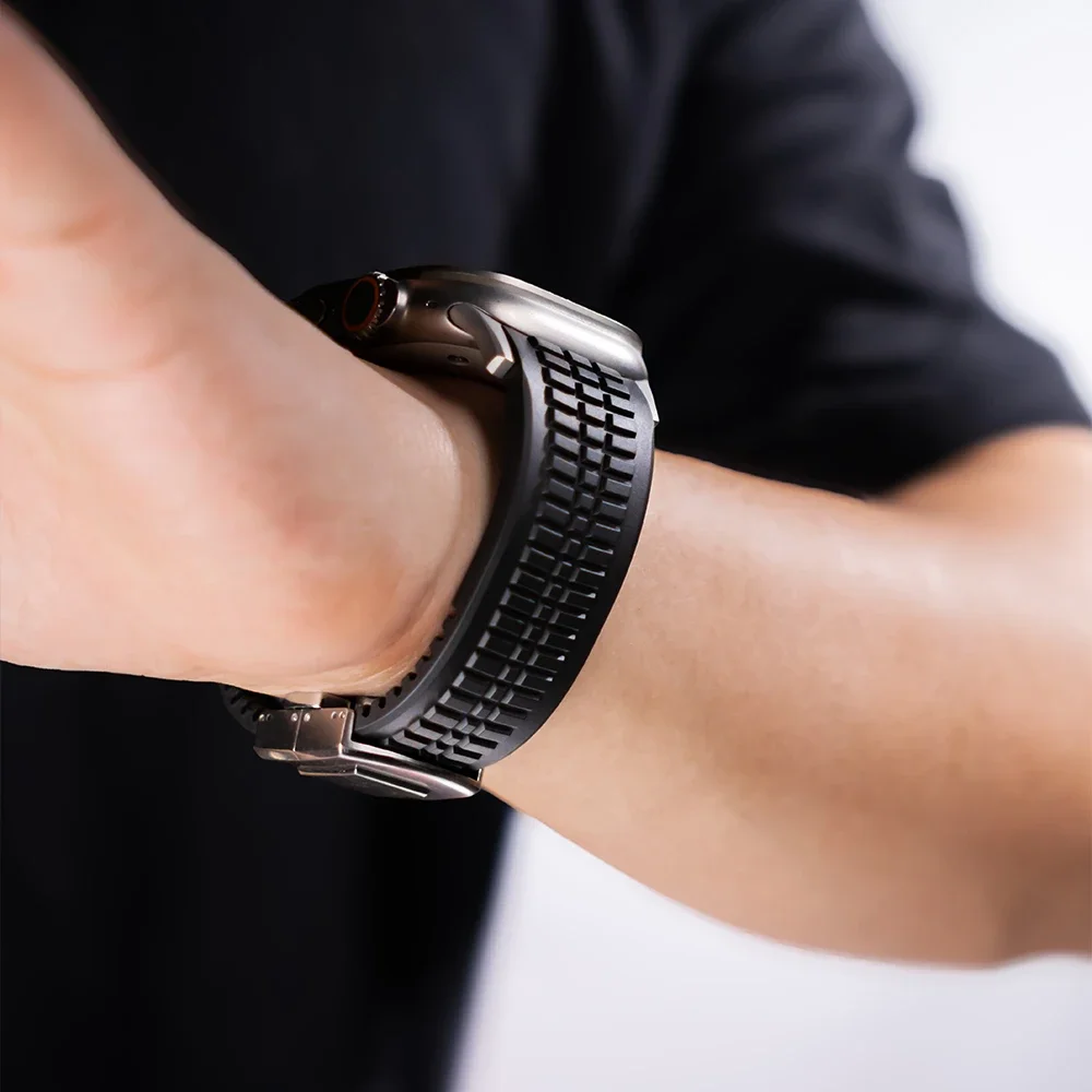 Silicone TPU Strap for Apple Watch Band Ultra 4 3 49mm 46mm 45mm 44mm Titanium Color Bracelet for IWatch Series 12 11 10 9 8 SE