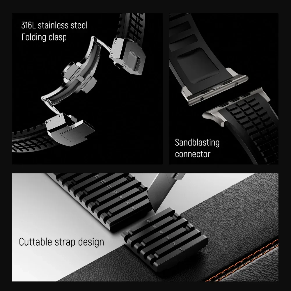 Silicone TPU Strap for Apple Watch Band Ultra 4 3 49mm 46mm 45mm 44mm Titanium Color Bracelet for IWatch Series 12 11 10 9 8 SE