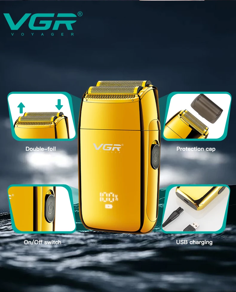 VGR Shaver Professional Razor Electric Shaver Reciprocating Shaving Machine Portable Beard Trimmer Mini Shaver for Men V-399