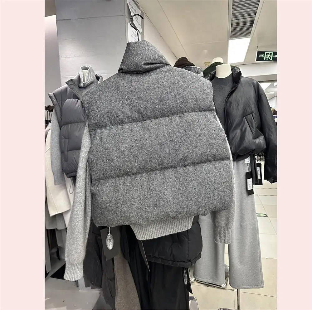 Korea Chic Streetwear Personalized Vest Short Parkas Casual Elegant Waistcoat Coat High Street Moda All-match Women Jacket