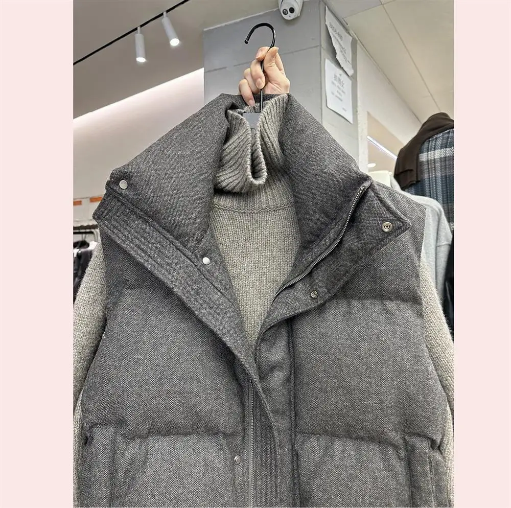 Korea Chic Streetwear Personalized Vest Short Parkas Casual Elegant Waistcoat Coat High Street Moda All-match Women Jacket