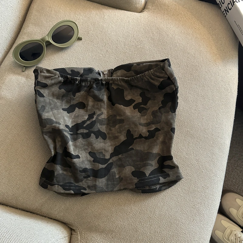 Camouflage Women's Clothing With Chest Pad Y2k Clothes Crop Top Girls Bustier Vest Harajuku Fashion Shoujo Girl Tops Sexy Woman