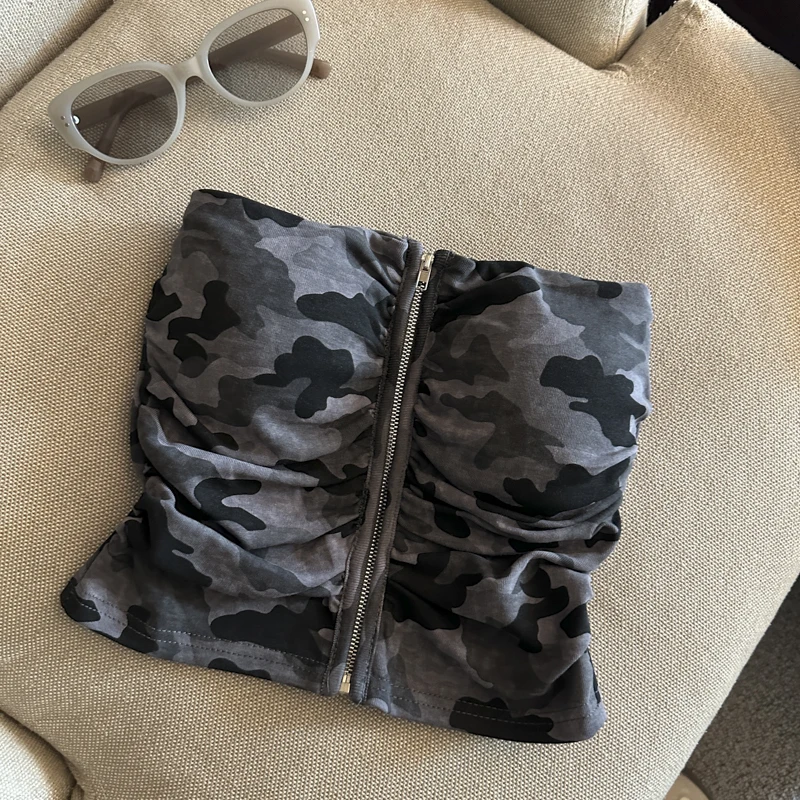 Camouflage Women's Clothing With Chest Pad Y2k Clothes Crop Top Girls Bustier Vest Harajuku Fashion Shoujo Girl Tops Sexy Woman