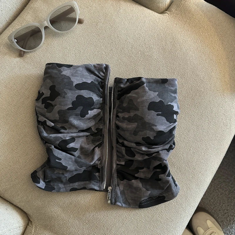 Camouflage Women's Clothing With Chest Pad Y2k Clothes Crop Top Girls Bustier Vest Harajuku Fashion Shoujo Girl Tops Sexy Woman