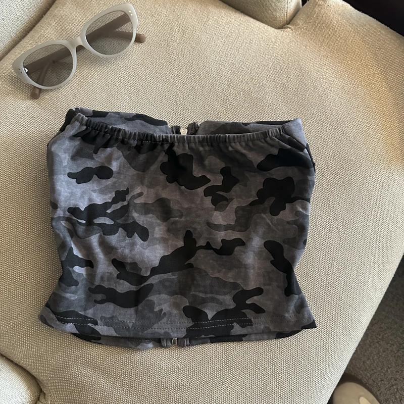 Camouflage Women's Clothing With Chest Pad Y2k Clothes Crop Top Girls Bustier Vest Harajuku Fashion Shoujo Girl Tops Sexy Woman