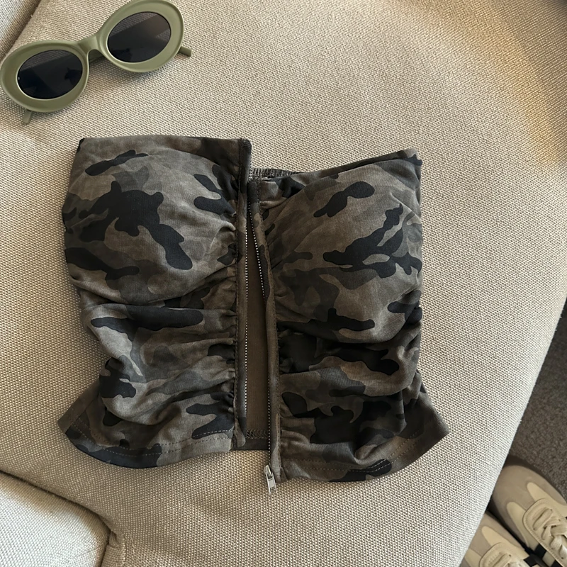 Camouflage Women's Clothing With Chest Pad Y2k Clothes Crop Top Girls Bustier Vest Harajuku Fashion Shoujo Girl Tops Sexy Woman