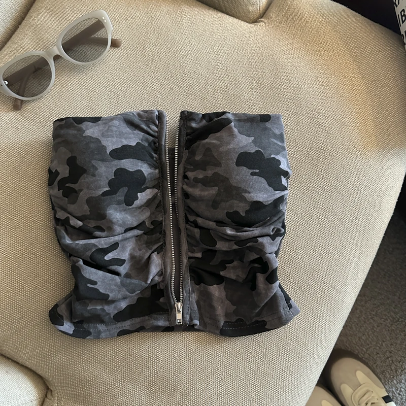 Camouflage Women's Clothing With Chest Pad Y2k Clothes Crop Top Girls Bustier Vest Harajuku Fashion Shoujo Girl Tops Sexy Woman