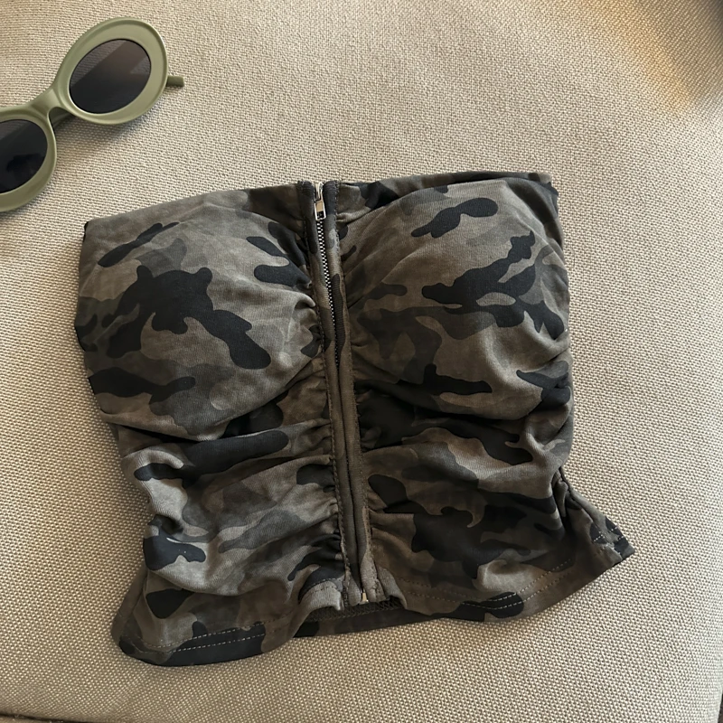 Camouflage Women's Clothing With Chest Pad Y2k Clothes Crop Top Girls Bustier Vest Harajuku Fashion Shoujo Girl Tops Sexy Woman