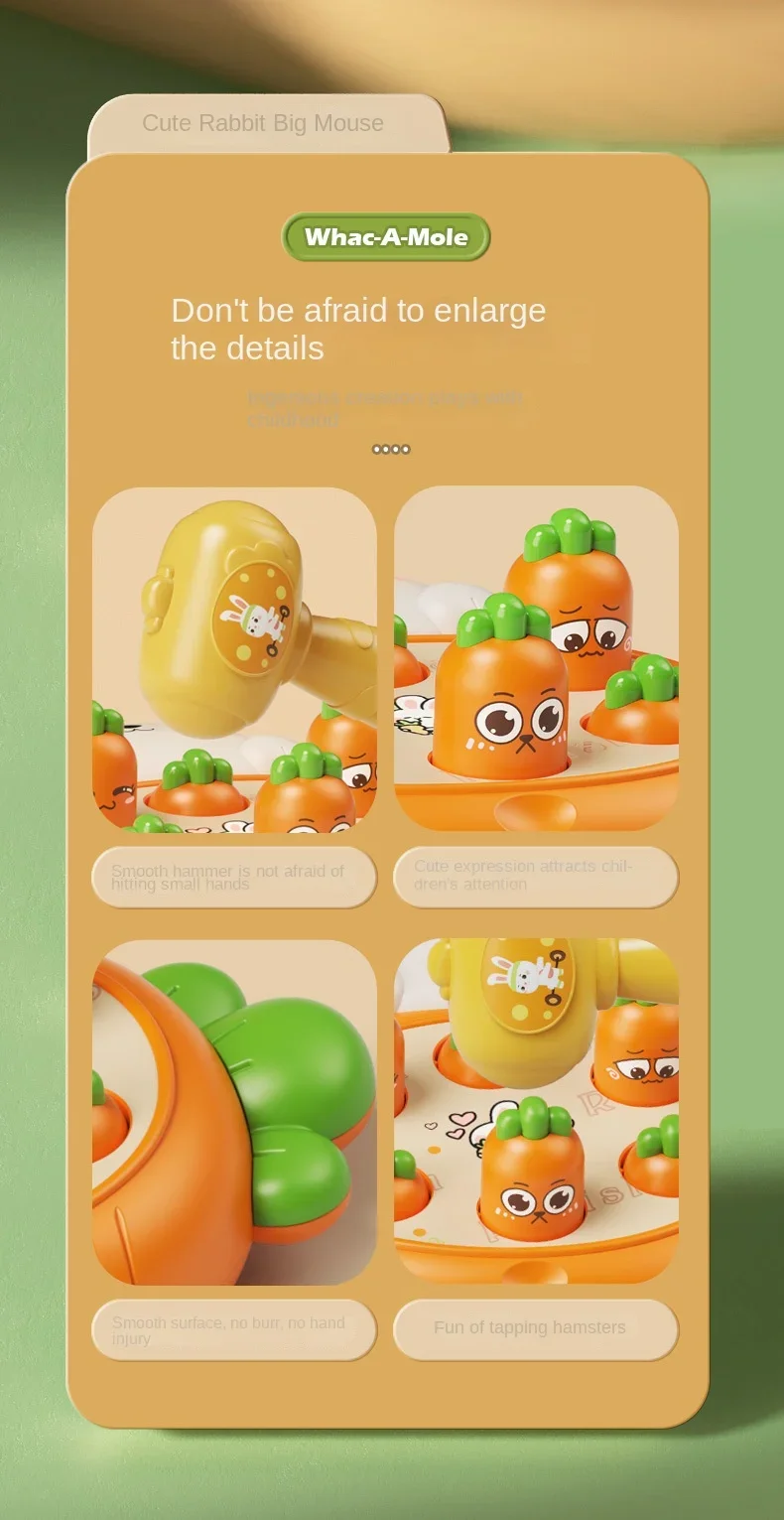 Cartoon Montessori Baby Toys Toddler Educational Birthday Gift Animal Theme Knocking Game Parent Child Board Hammering Game