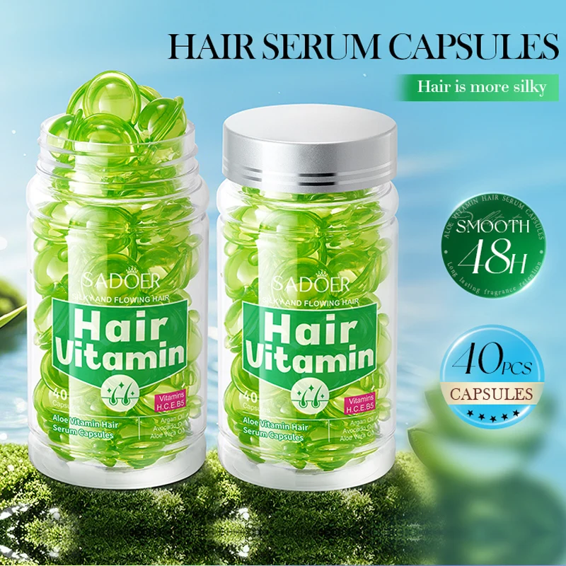 40/80/120pcs Vitamin Hair Care Essence Capsules, Containing Almond Oil, Tea Seed Oil, No-Rinse Conditioner, Hair Care Essential