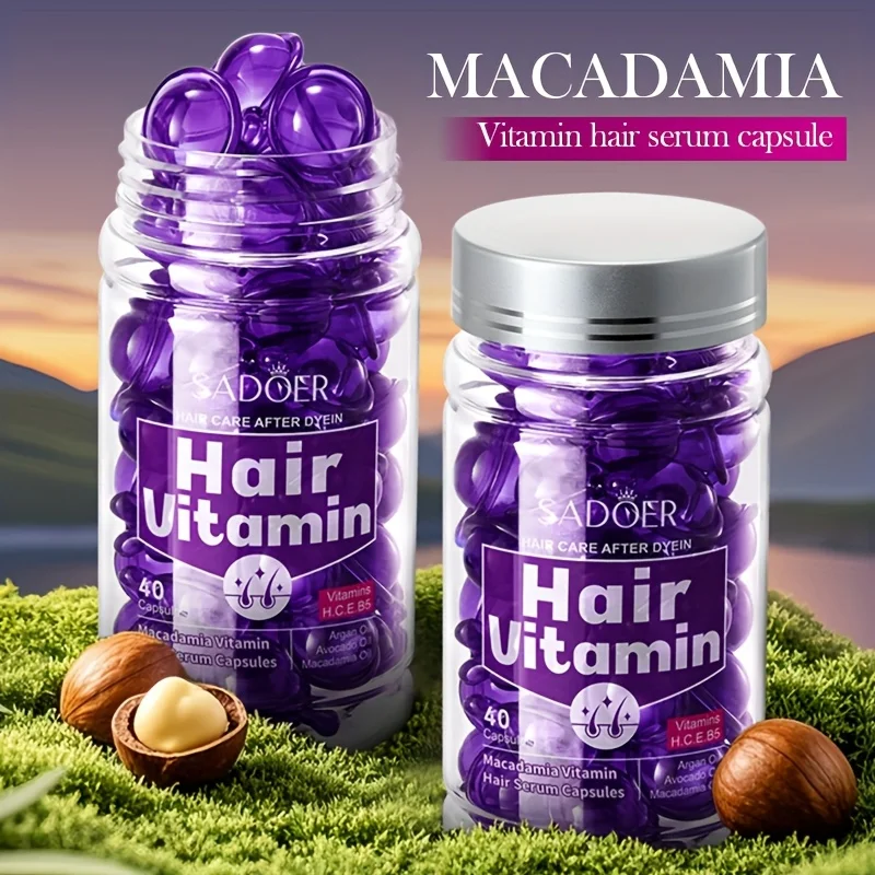 40/80/120pcs Vitamin Hair Care Essence Capsules, Containing Almond Oil, Tea Seed Oil, No-Rinse Conditioner, Hair Care Essential