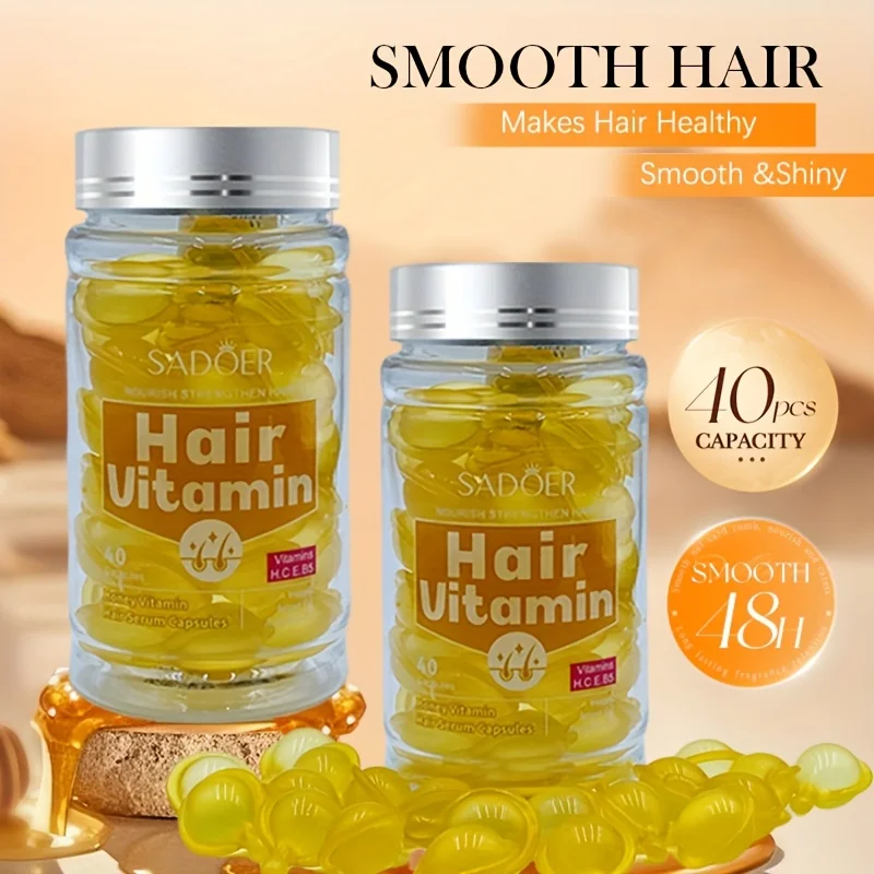 40/80/120pcs Vitamin Hair Care Essence Capsules, Containing Almond Oil, Tea Seed Oil, No-Rinse Conditioner, Hair Care Essential