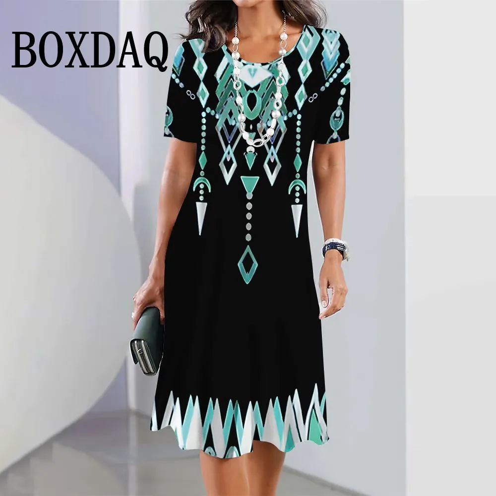 Plus Size Women Dresses Summer Fashion Gradient Printed Dress Casual Street Short Sleeve O-Neck Loose A-Line Dress Big Sizes 9XL