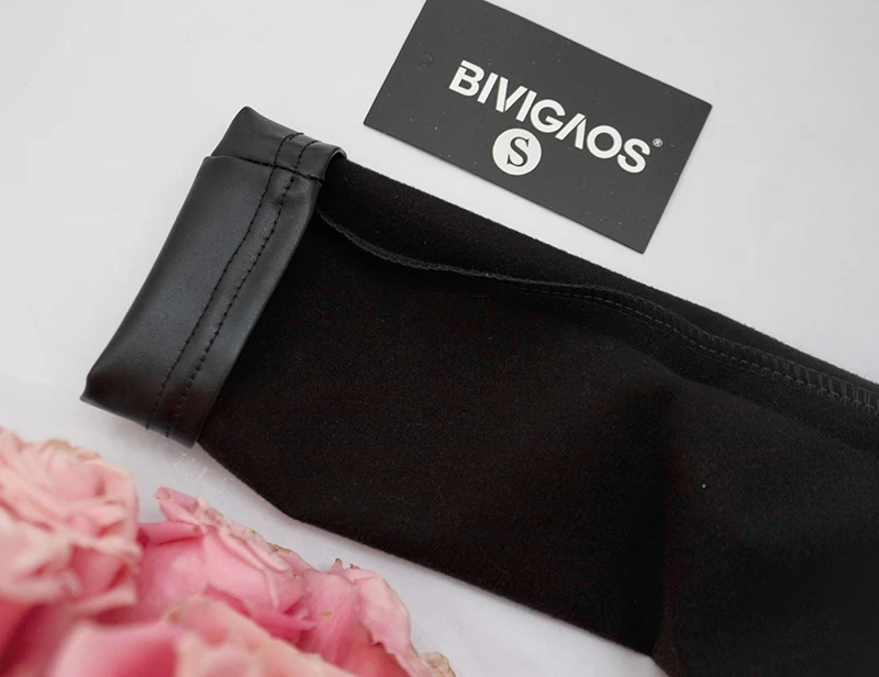 BIVIGAOS Fashion Women PU Leather Pants Elastic High Waist Winter Leggings Slim Velvet Leather Leggings Skinny Fleece Trousers