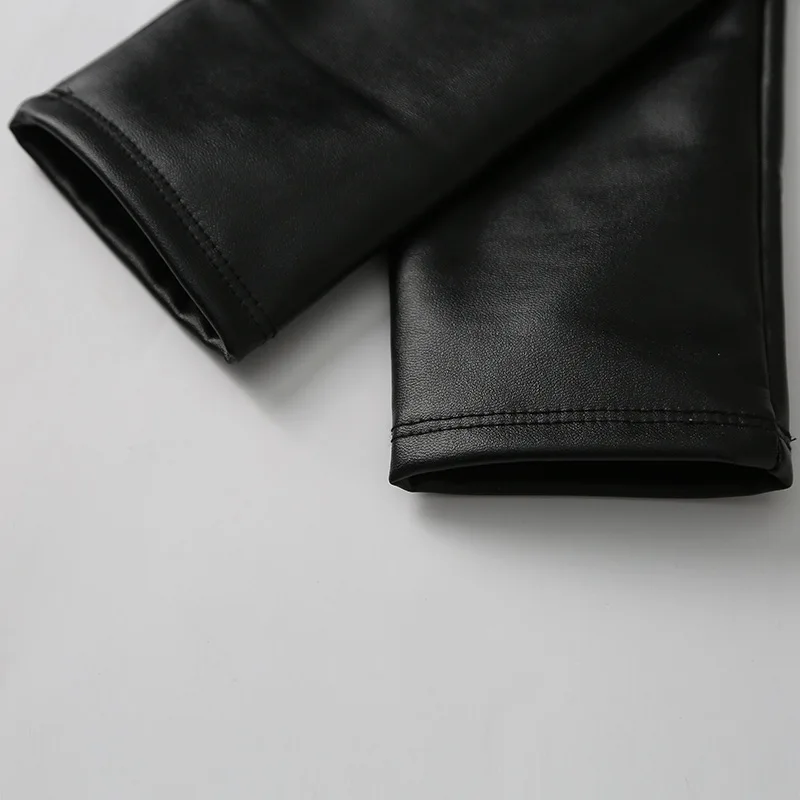 BIVIGAOS Fashion Women PU Leather Pants Elastic High Waist Winter Leggings Slim Velvet Leather Leggings Skinny Fleece Trousers