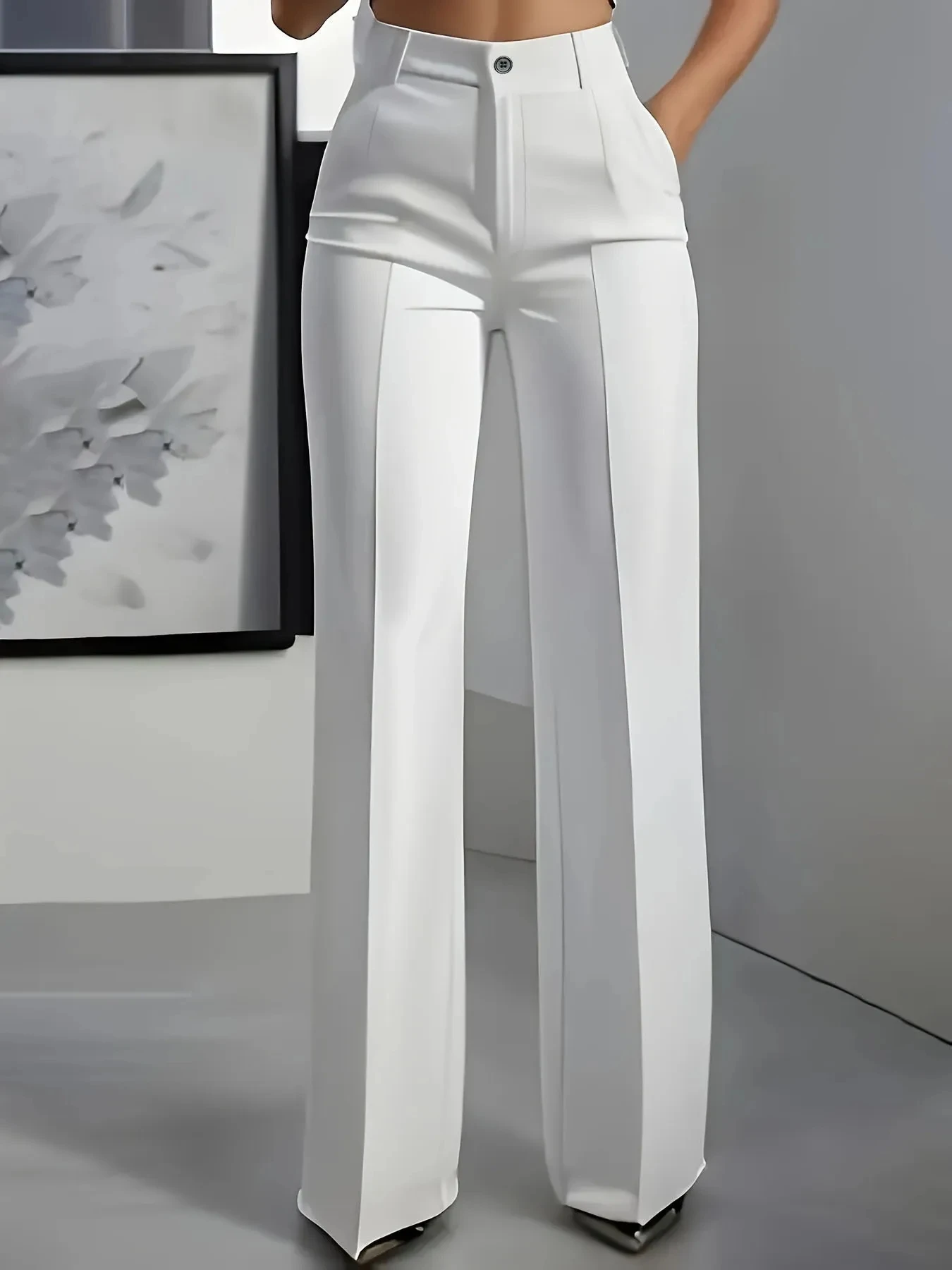 Lady Suit Pants Fashion Solid High Waist Straight Long Pants For Women Elegant Office Women's Clothing Autumn Winter Clothes New