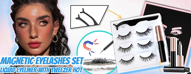 Magnetic Eyelashes No Glue Needed Reusable Natural Look 3D Faux Mink Lashes Easy Apply Magnetic Lashes Set for Eye Makeup Tool
