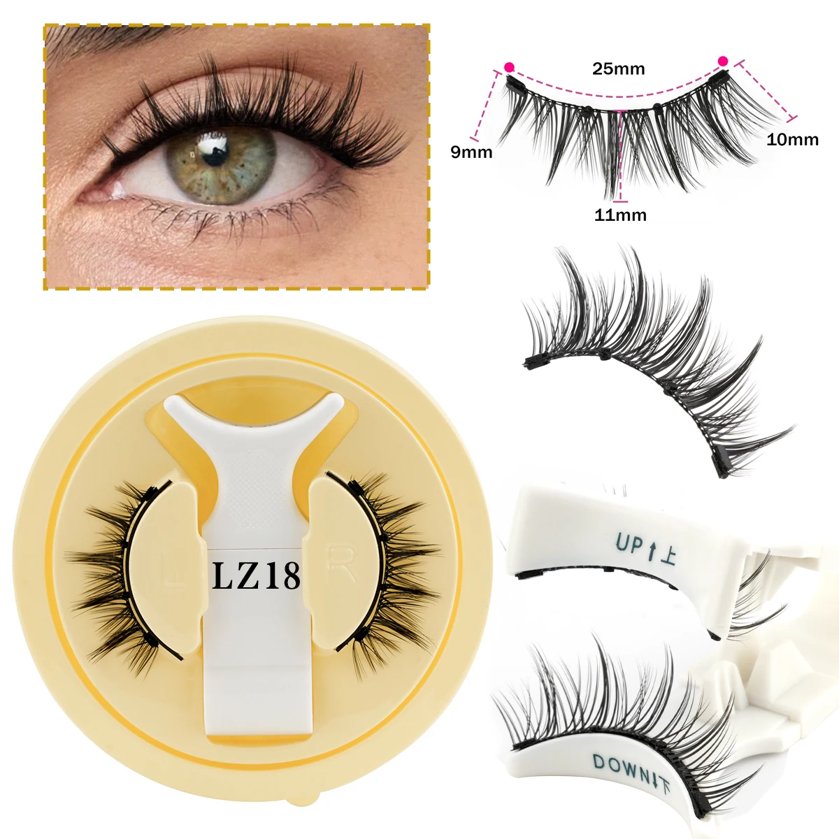 Magnetic Eyelashes No Glue Needed Reusable Natural Look 3D Faux Mink Lashes Easy Apply Magnetic Lashes Set for Eye Makeup Tool
