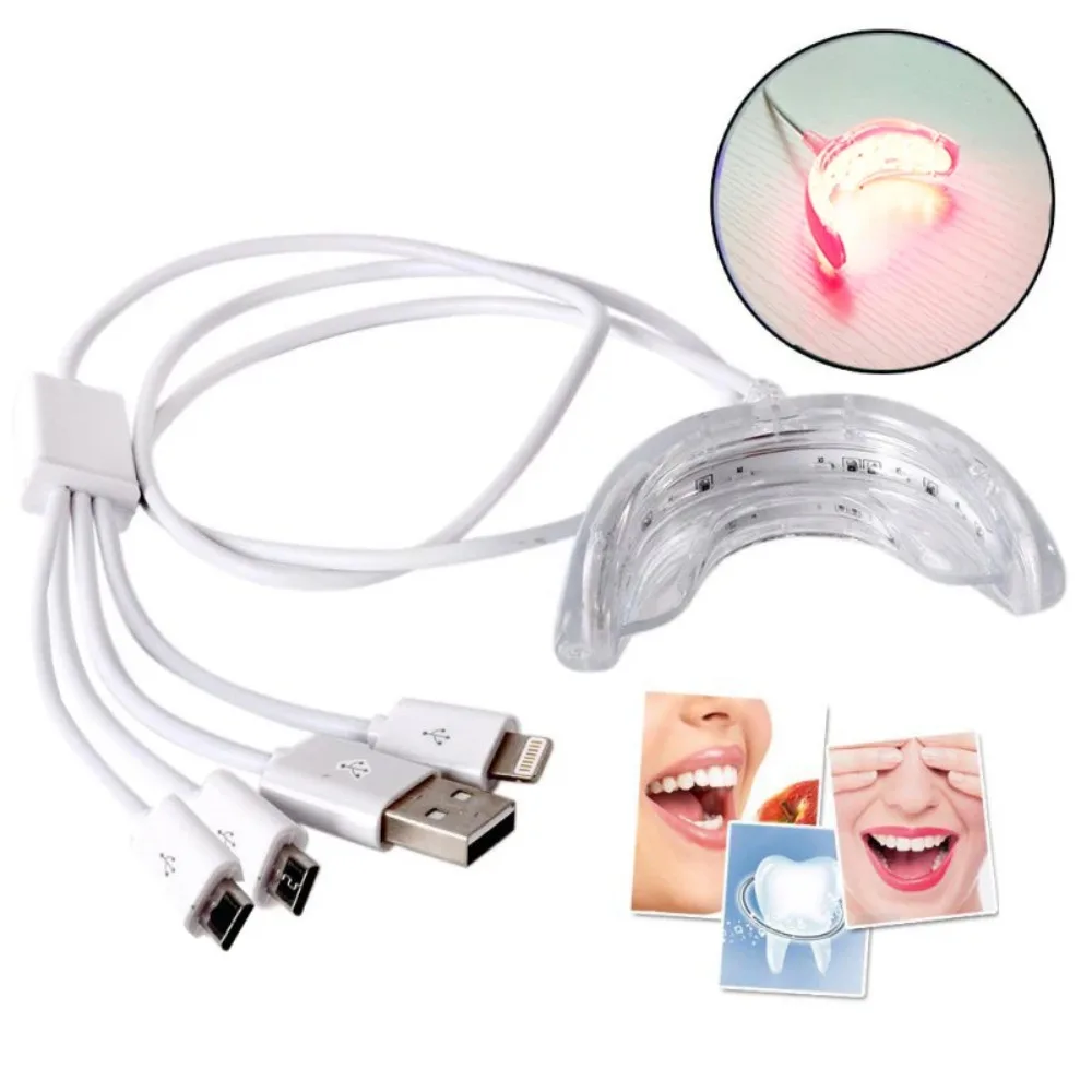 4 In1 USB Rechargeable Oral and Dental Care Red Light Whitening Teeth Bleach Clean Home Travel