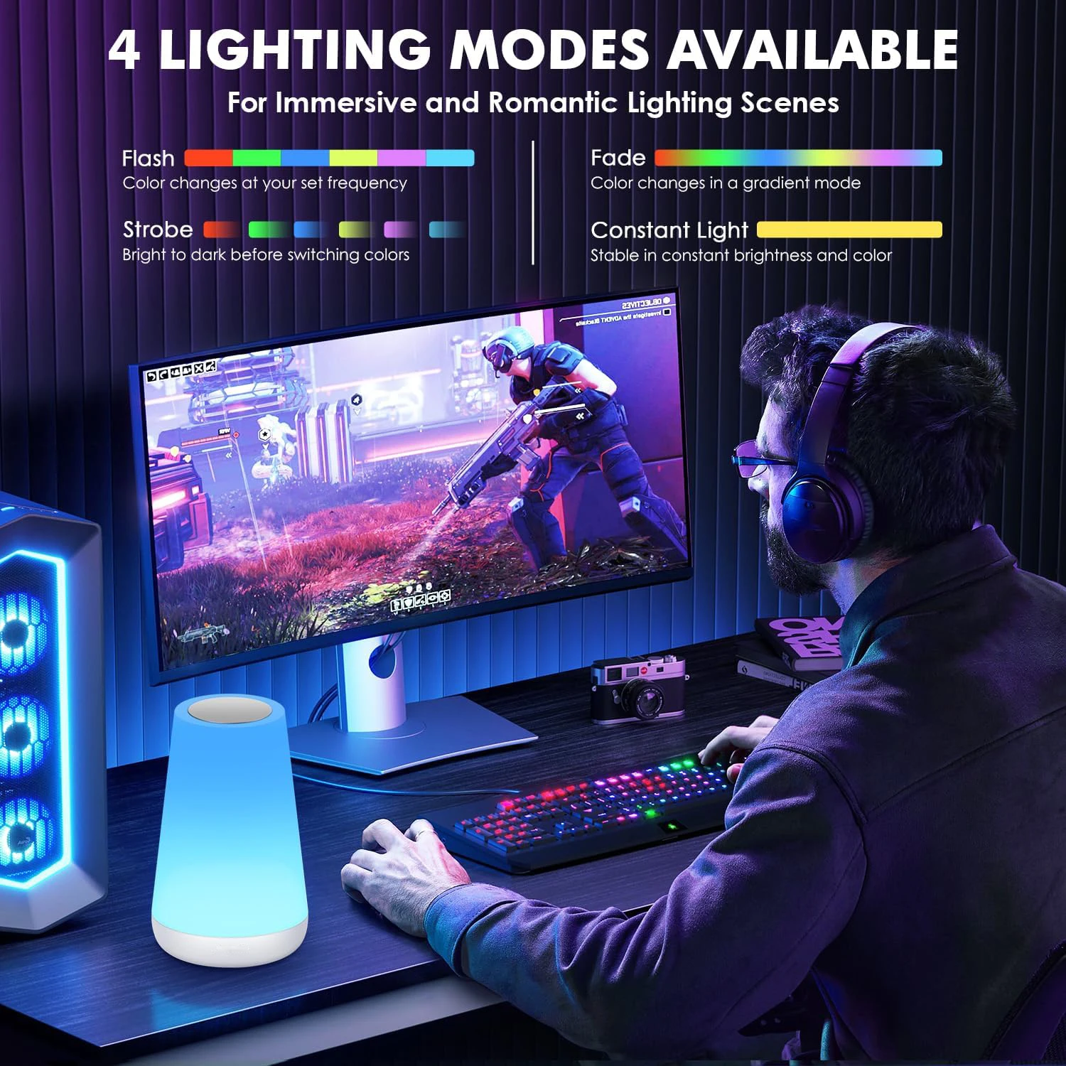 LED 13 Color Changing Night Light Remote Control Touch USB Rechargeable RGB Night Lamp Dimmable Lamp Portable Table Bedside Lamp