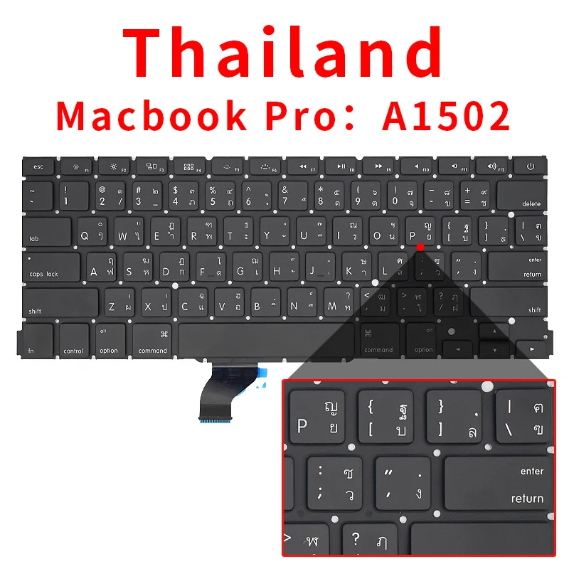 US/UK/RU/GR/FR/SP/BR/IT/PT/PO/TR/TI Laptop Keyboard For Apple Macbook Pro Retina 13" A1502 ME864 ME865 ME866 Replacement