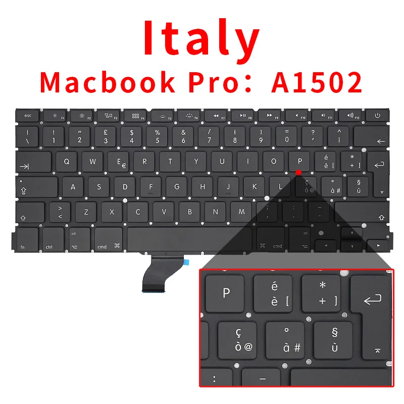 US/UK/RU/GR/FR/SP/BR/IT/PT/PO/TR/TI Laptop Keyboard For Apple Macbook Pro Retina 13" A1502 ME864 ME865 ME866 Replacement