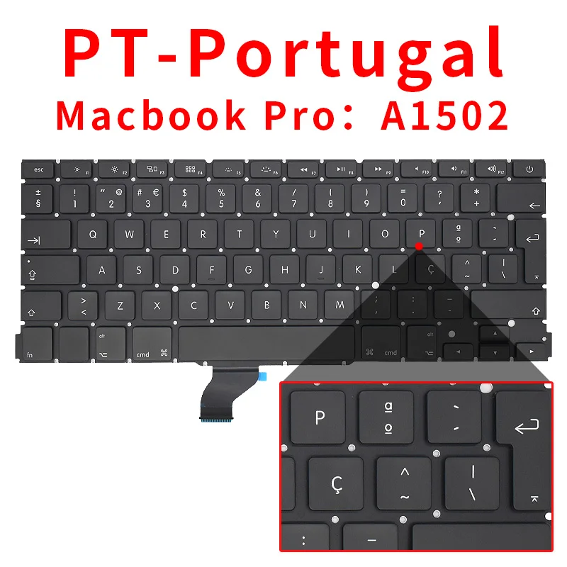 US/UK/RU/GR/FR/SP/BR/IT/PT/PO/TR/TI Laptop Keyboard For Apple Macbook Pro Retina 13" A1502 ME864 ME865 ME866 Replacement