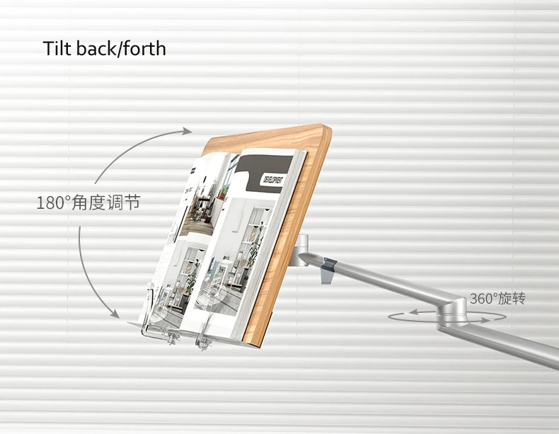UP-8AW Aluminum Reading Book Rack Floor Stand Office Notebook Tray Book Tablet Tray Height Adjust