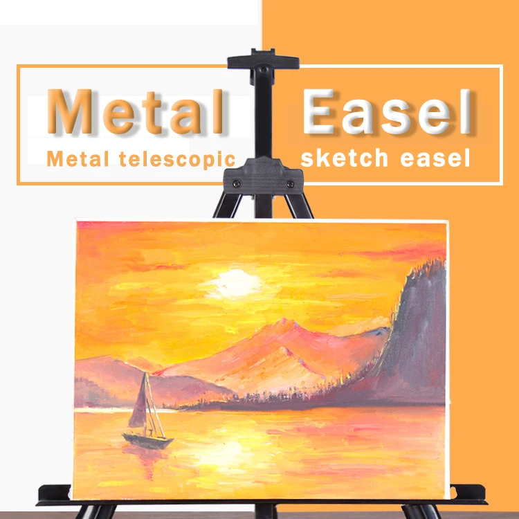 AngelMark Easy Folding Easel Stand Collapse Adjustable Metal Tripod Artist Easel with Bag Extra Sturdy for Table-Top/Floor Paint
