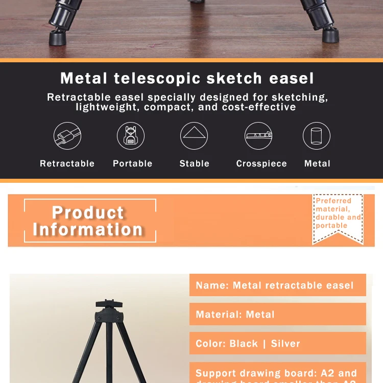 AngelMark Easy Folding Easel Stand Collapse Adjustable Metal Tripod Artist Easel with Bag Extra Sturdy for Table-Top/Floor Paint