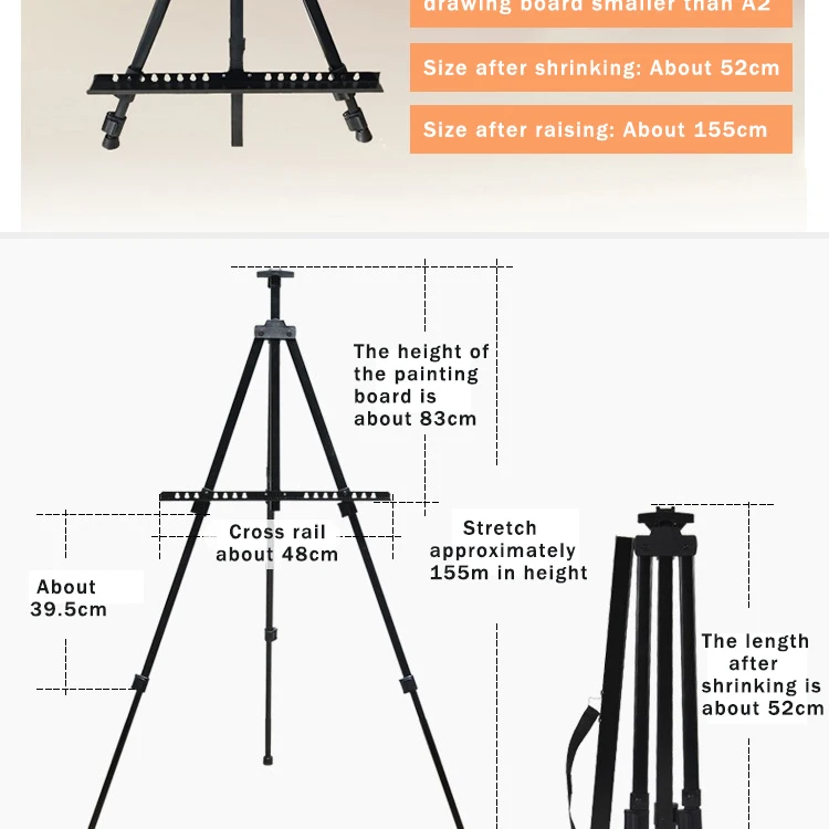 AngelMark Easy Folding Easel Stand Collapse Adjustable Metal Tripod Artist Easel with Bag Extra Sturdy for Table-Top/Floor Paint