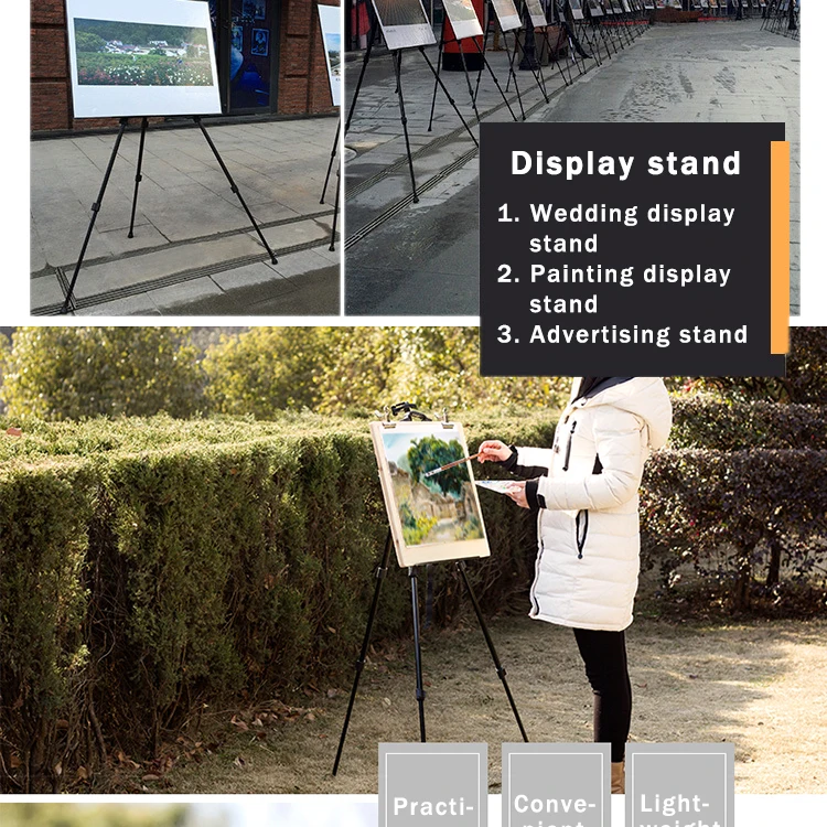 AngelMark Easy Folding Easel Stand Collapse Adjustable Metal Tripod Artist Easel with Bag Extra Sturdy for Table-Top/Floor Paint