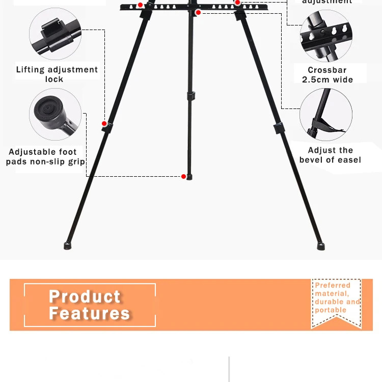 AngelMark Easy Folding Easel Stand Collapse Adjustable Metal Tripod Artist Easel with Bag Extra Sturdy for Table-Top/Floor Paint