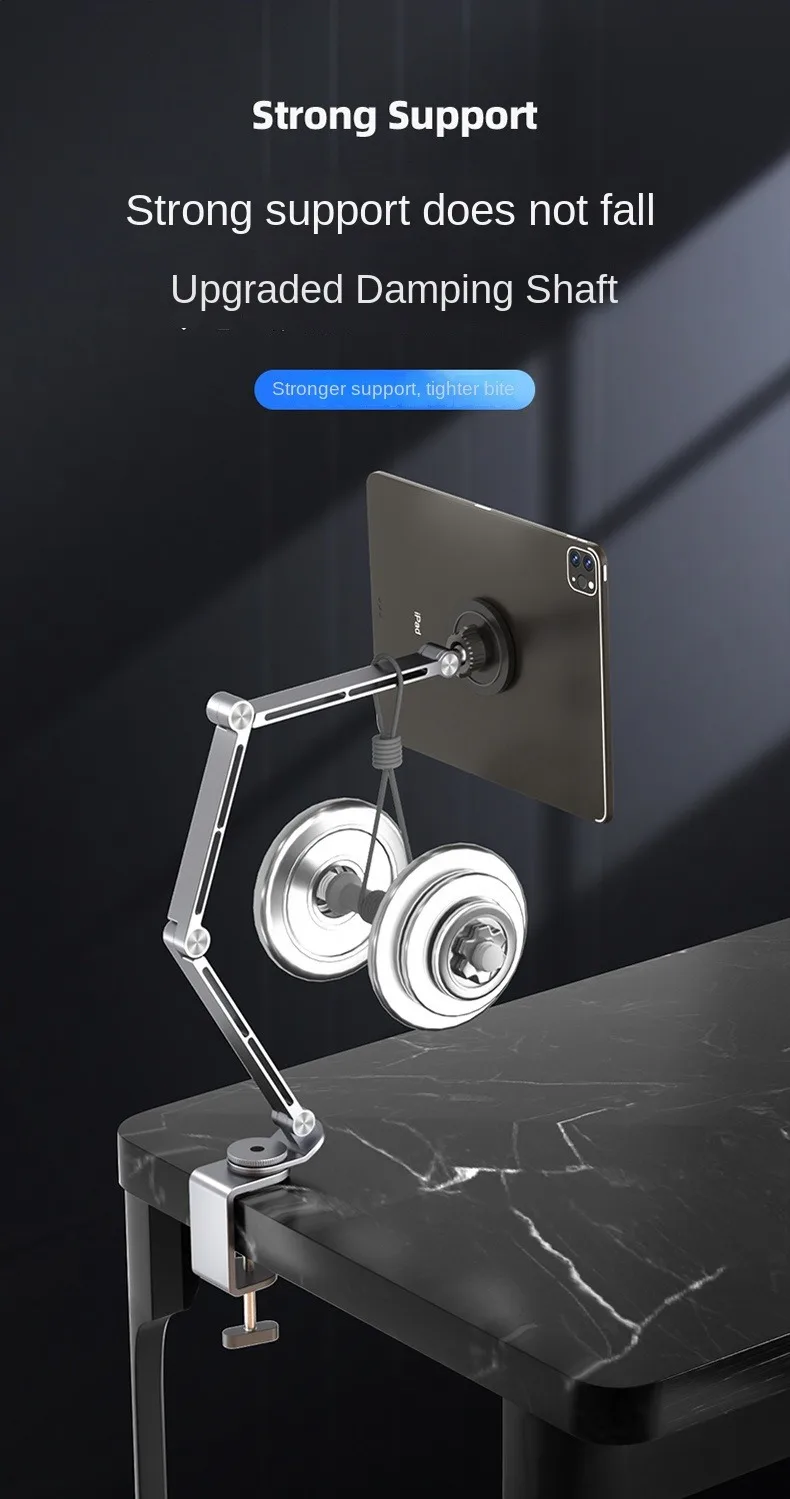 Tablet Desk Mount Stand,360° Rotating Adjustable Metal Arms Foldable, Sturdy Bed Mount for 4.7-13.5 Inch iPad and Android