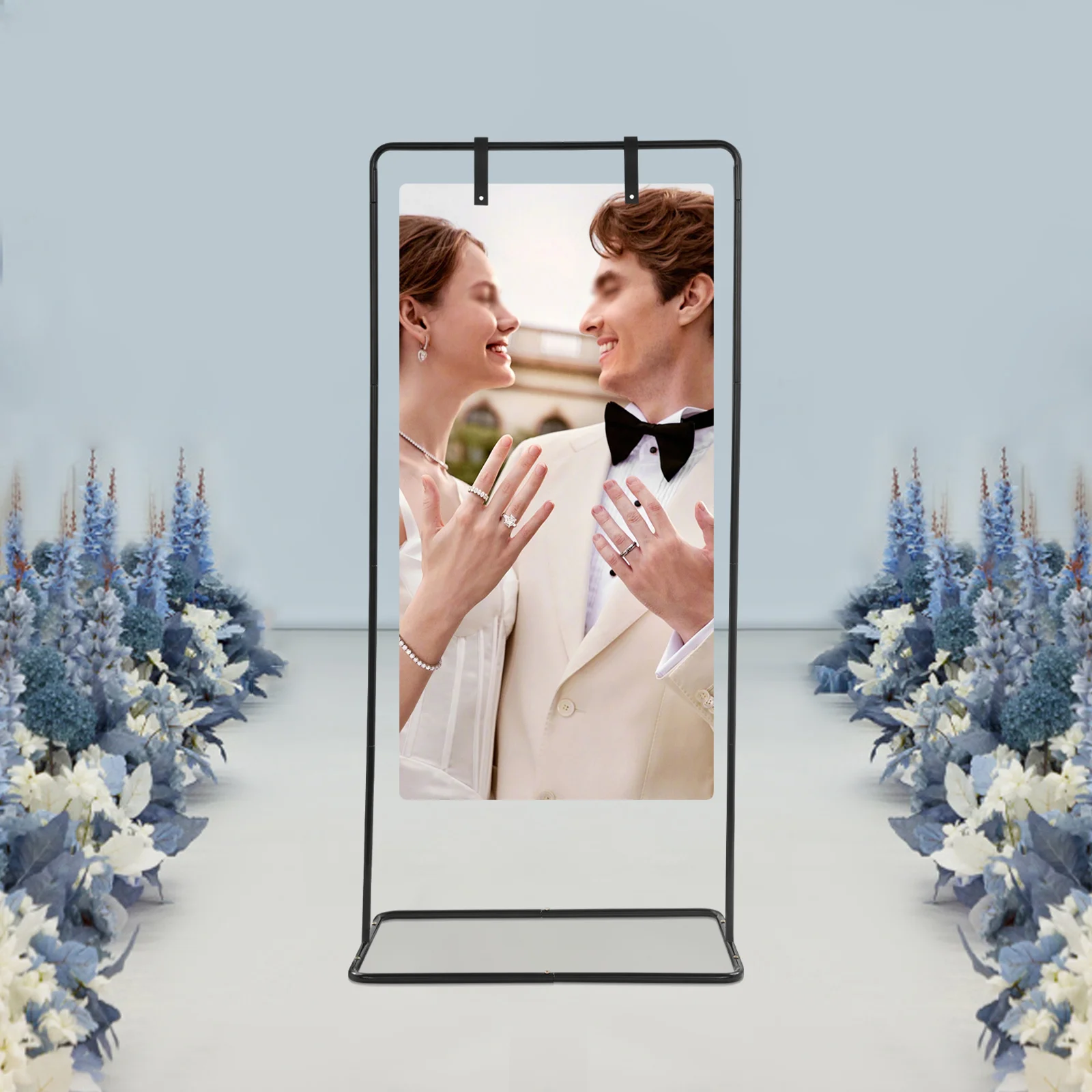 Floor Standing Wedding Welcome Sign Stand, Detachable Wedding Sign Holder, 80*50*175cm Standing Display Rack For Activities, Party