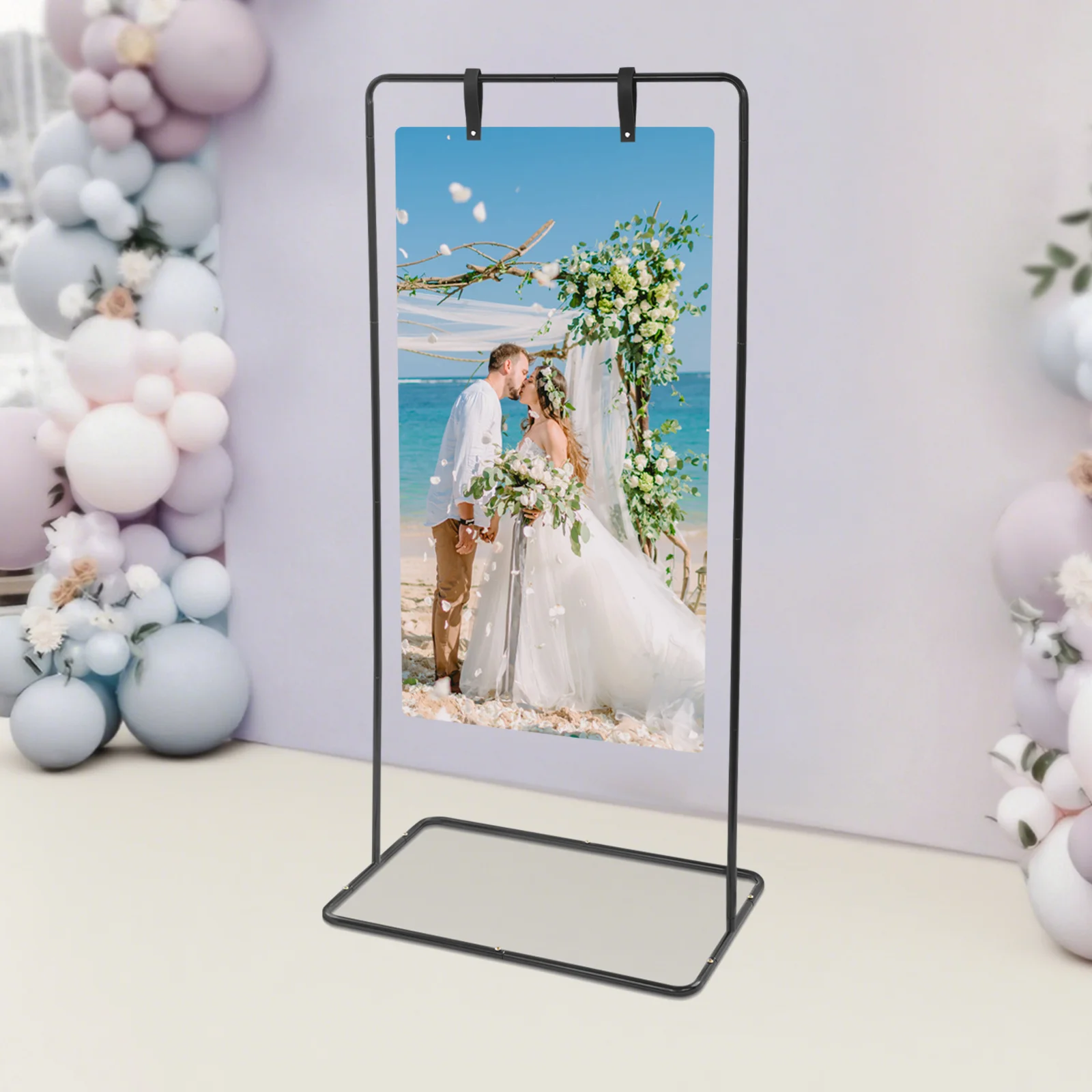 Floor Standing Wedding Welcome Sign Stand, Detachable Wedding Sign Holder, 80*50*175cm Standing Display Rack For Activities, Party