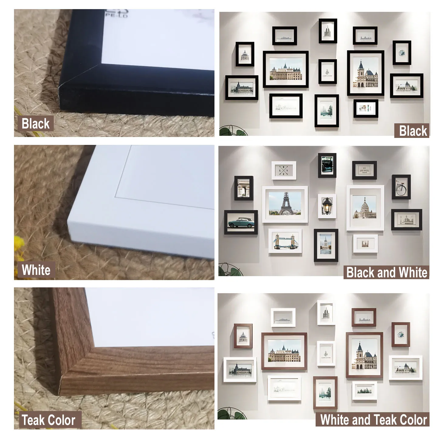 13pcs Wood Picture Frame Set for Wall Home Office Decor Festive Commemorative Gifts - Variety of Sizes for Photos