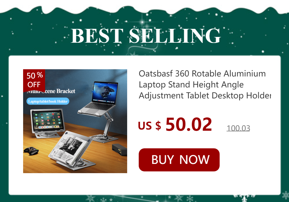 Oatsbasf 360 Rotable Aluminium Laptop Stand Height Angle Adjustment Tablet Desktop Holder Multifunctional Reading Book Bracket