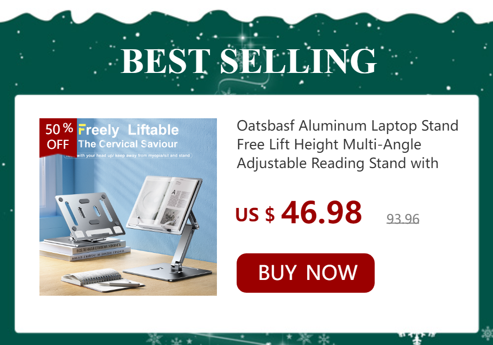 Oatsbasf 360 Rotable Aluminium Laptop Stand Height Angle Adjustment Tablet Desktop Holder Multifunctional Reading Book Bracket