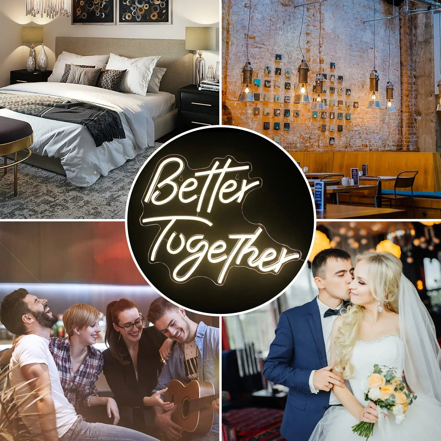 Better Together Neon Sign LED Light Home Art Wedding Bar Bedroom Aesthetic Room Birthday Party Clue Wall Decorate Gift