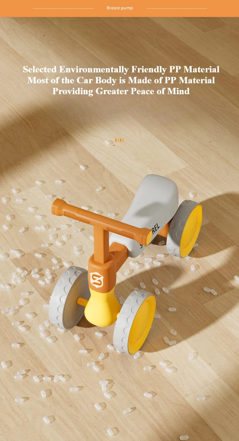 Baby Balance Bike 4-Wheel Walker with No Pedal First Toddler Outdoor Ride-On Toy Kids Birthday Gift for 1-3 Year Olds