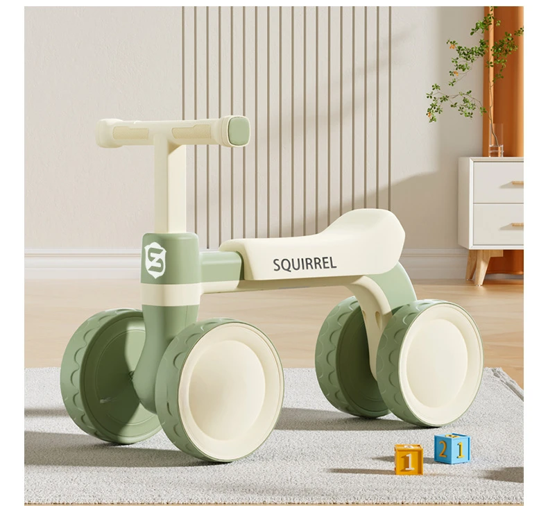 Baby Balance Bike 4-Wheel Walker with No Pedal First Toddler Outdoor Ride-On Toy Kids Birthday Gift for 1-3 Year Olds
