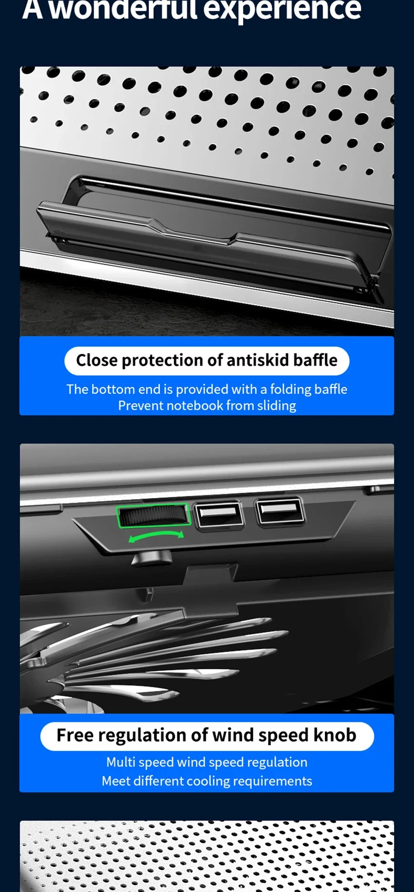 Metal Panel Laptop Cooler Stand Gaming Laptop Cooling Fan Laptop Cooling Pad 17 inch Notebook Cooler Stand For Gaming