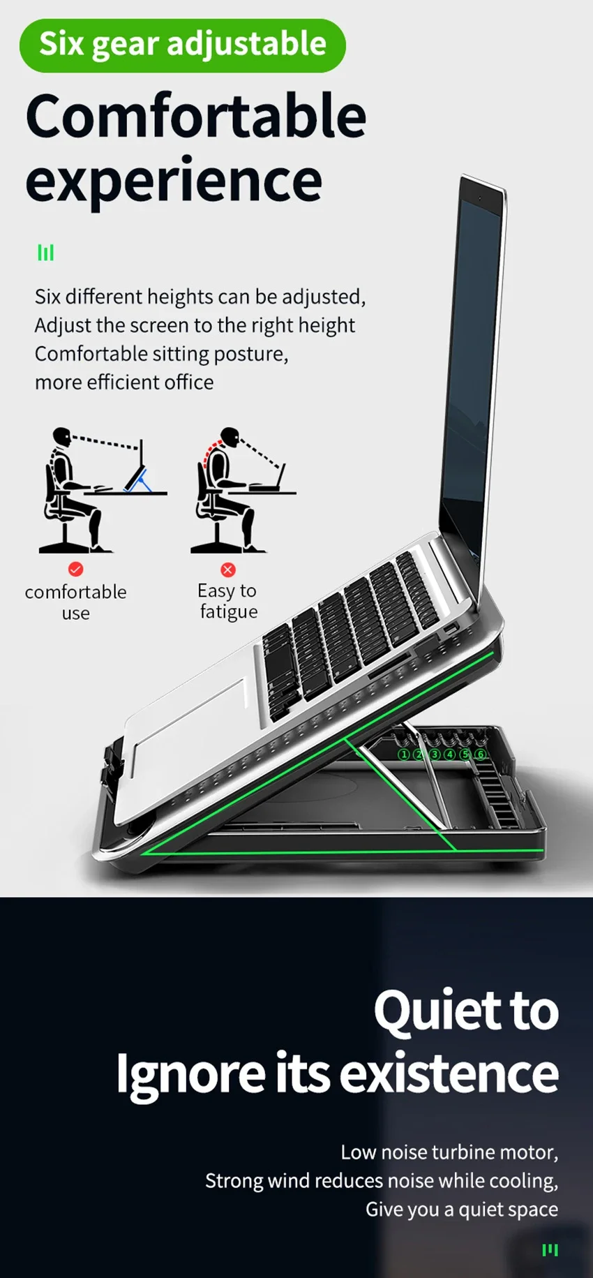 Metal Panel Laptop Cooler Stand Gaming Laptop Cooling Fan Laptop Cooling Pad 17 inch Notebook Cooler Stand For Gaming
