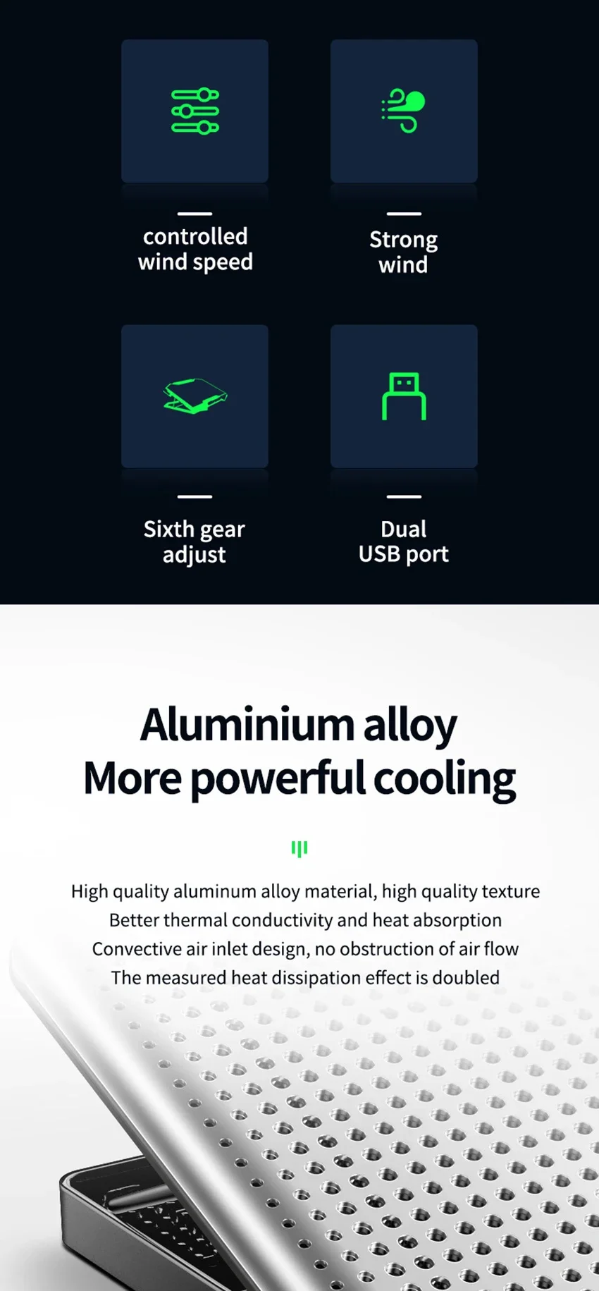 Metal Panel Laptop Cooler Stand Gaming Laptop Cooling Fan Laptop Cooling Pad 17 inch Notebook Cooler Stand For Gaming