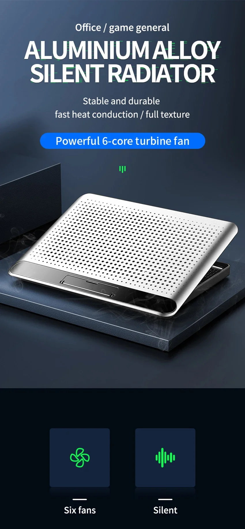 Metal Panel Laptop Cooler Stand Gaming Laptop Cooling Fan Laptop Cooling Pad 17 inch Notebook Cooler Stand For Gaming