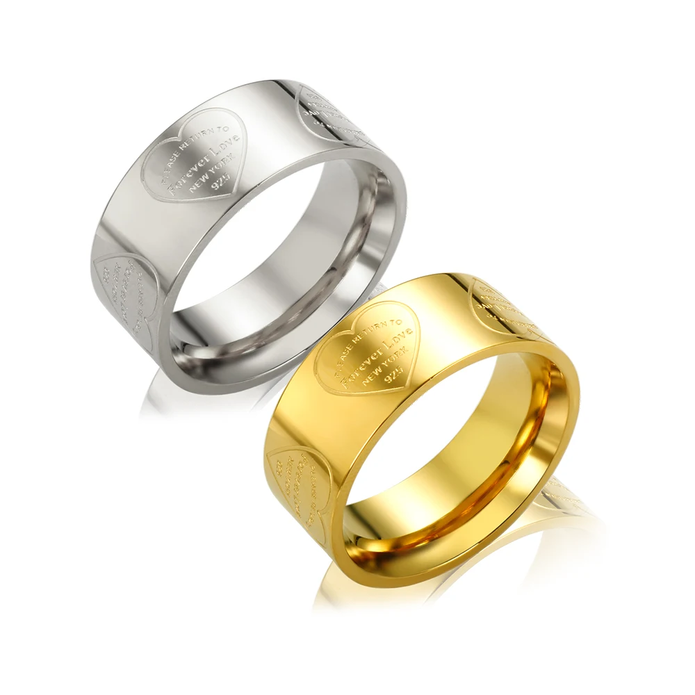 8mm Heart Palm Eyes Engraving Ring for Women Men Stainless Steel Gold Color Waterproof Finger Rings Classic Jewelry Party Gifts