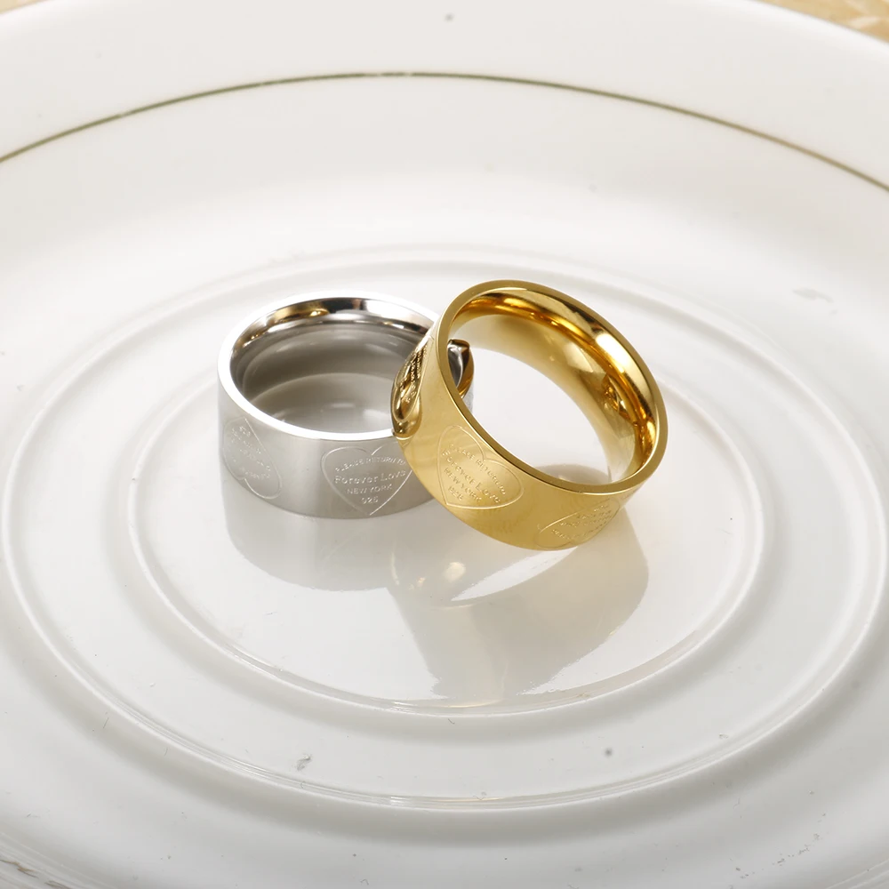 8mm Heart Palm Eyes Engraving Ring for Women Men Stainless Steel Gold Color Waterproof Finger Rings Classic Jewelry Party Gifts